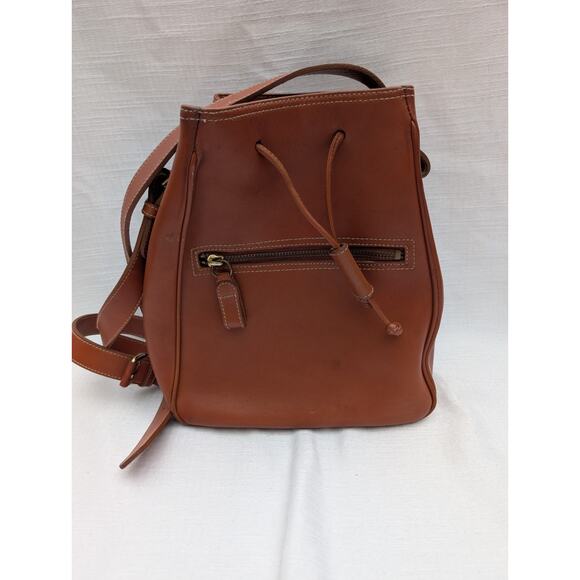 Vintage Genuine Leather Shoulder Bucket Bag Drawstring Surveyor Bag 90s - Picture 5 of 8